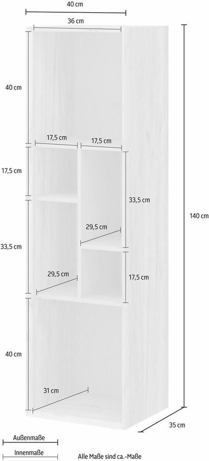 Germania Zwevende Wandkast Calvi L40 x B35 x H140 cm Hout - Foto 2