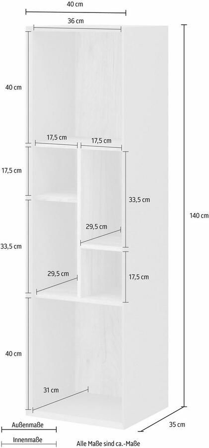 Germania Wandkast Calvi 1 Deur 4 Planken L40 x B35 x H140 cm Grijs - Foto 4