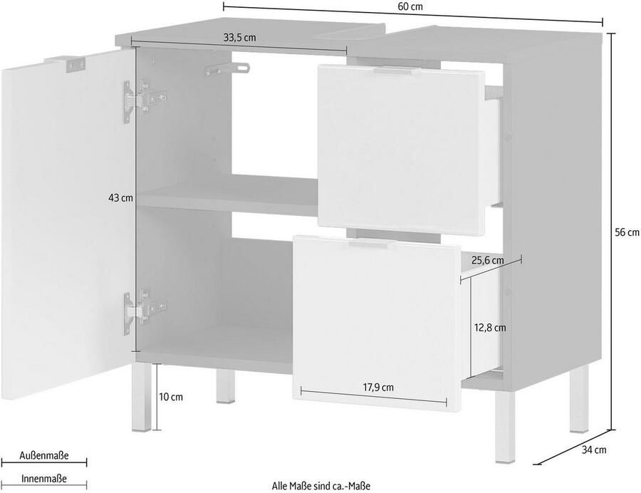 GERMANIA Wastafelonderkast GW-Mauresa in 2 breedtes met lade (+ klep) soft-close made in germany - Foto 2