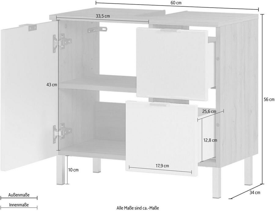 GERMANIA Wastafelonderkast GW-Mauresa in 2 breedtes met lade (+ klep) soft-close made in germany - Foto 2