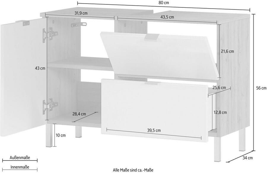 GERMANIA Wastafelonderkast GW-Mauresa in 2 breedtes met lade (+ klep) soft-close made in germany - Foto 5
