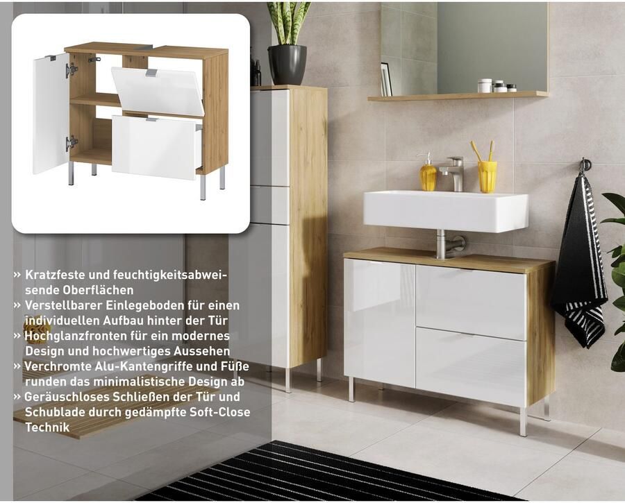 GERMANIA Wastafelonderkast GW-Mauresa in 2 breedtes met lade (+ klep) soft-close made in germany - Foto 4