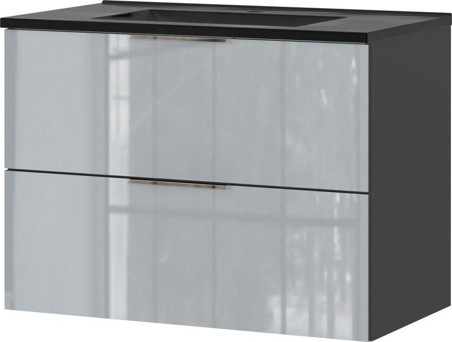 GERMANIA Wastafelonderkast OAKLAND inclusief mineralgietbekken in wit of zwart met 2 lades