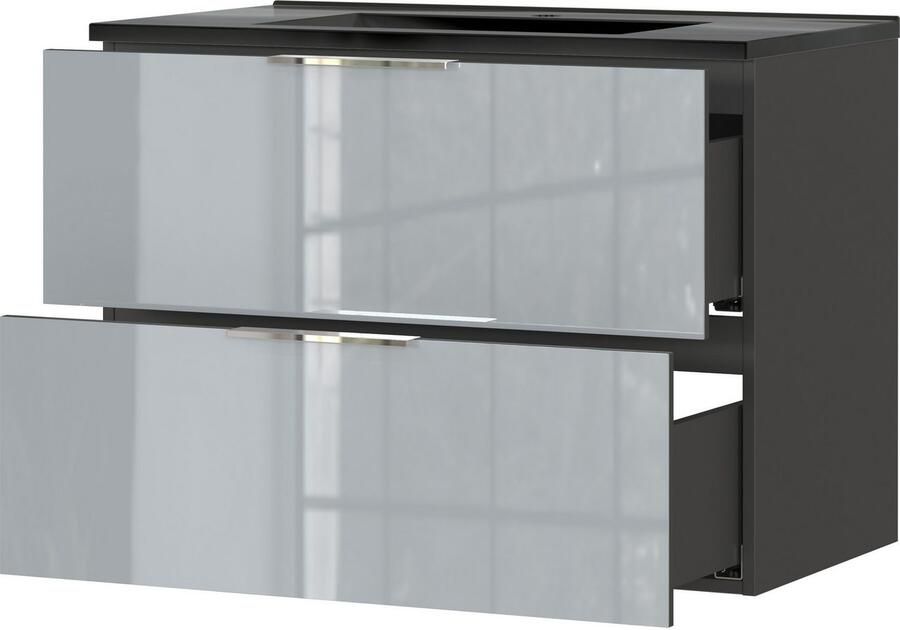 GERMANIA Wastafelonderkast OAKLAND inclusief mineralgietbekken in wit of zwart met 2 lades - Foto 3