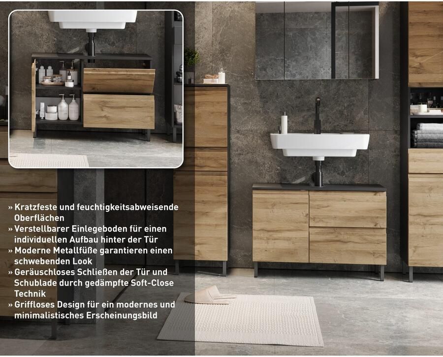 GERMANIA Wastafelonderkast Scantic met sifonuitsparing (1 stuk)