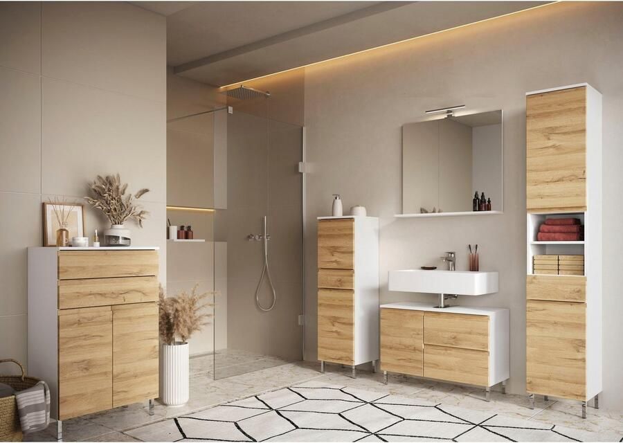 GERMANIA Wastafelonderkast Torrance met lade & metalen voeten greploos ontwerp made in germany - Foto 3
