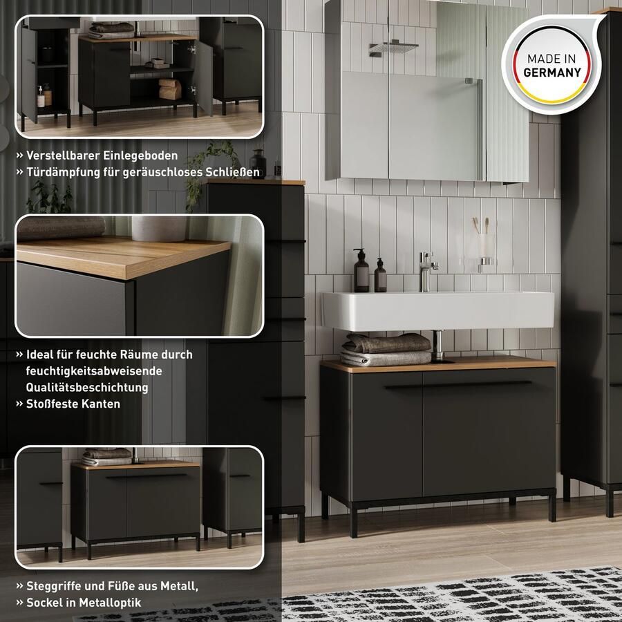 GERMANIA Badkamerserie Yonkers Set bestaand uit wastafelonderkast spiegelkast hoge kast