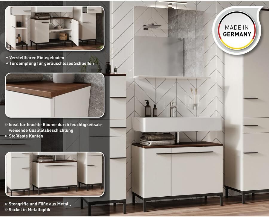 GERMANIA Badkamerserie Yonkers Set bestaand uit wastafelonderkast spiegelkast hoge kast - Foto 4