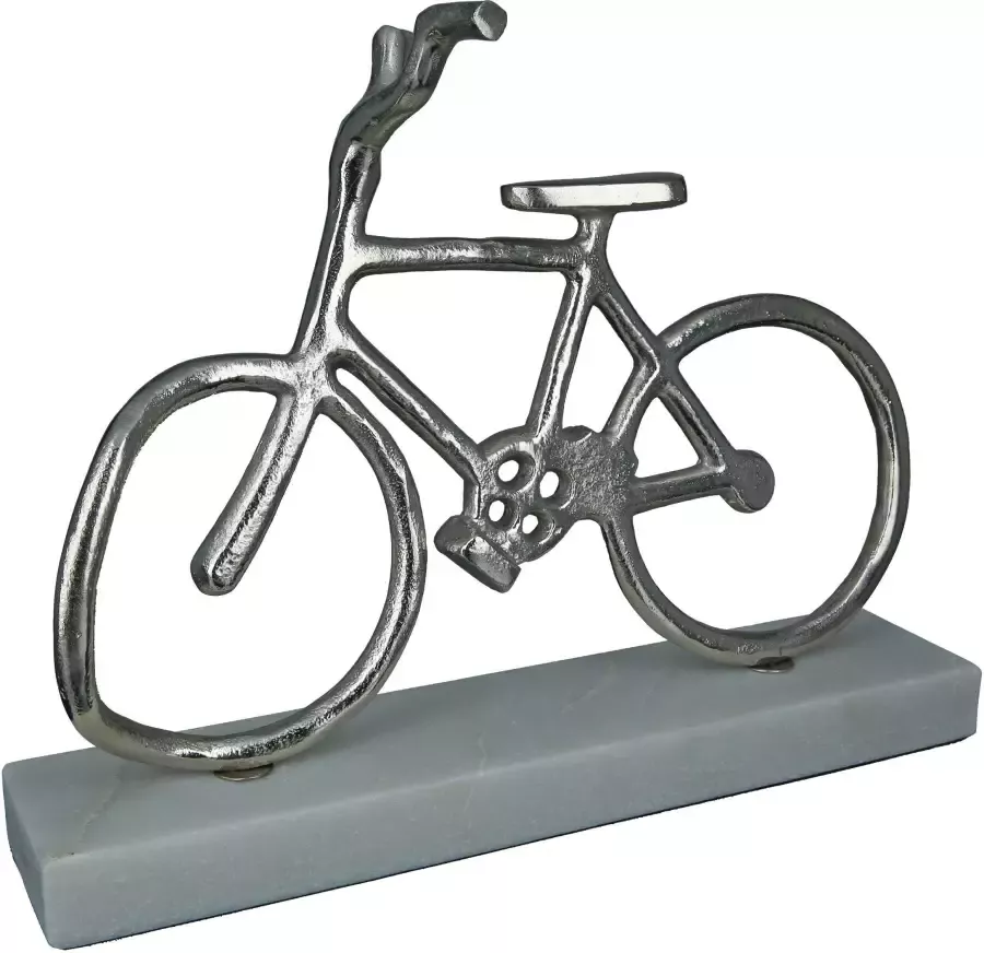 GILDE Decoratief figuur Fiets op voet zilver Decoratief object van metaal hoogte 28 cm woonkamer (1 stuk)