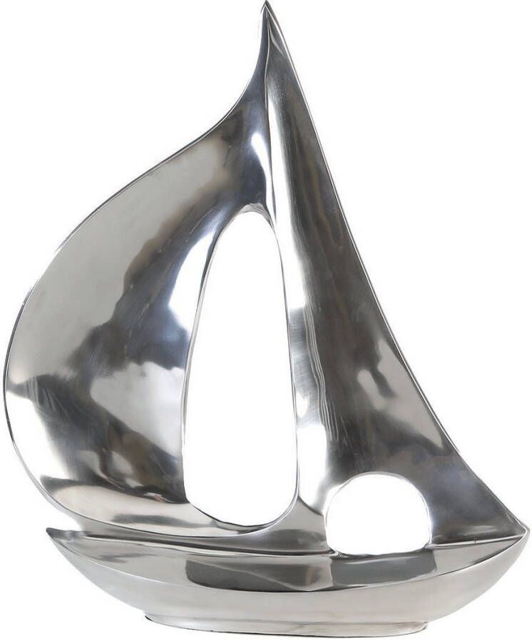 GILDE Decoratief object Sculptuur zeil-boot zilverkleur (1 stuk)