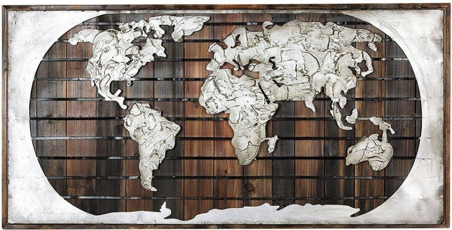 GILDE GALLERY Metalen artprint kunstobject aarde op hout met de hand gemaakt van metaal decoratief in de woonkamer & slaapkamer (1 stuk) - Foto 1
