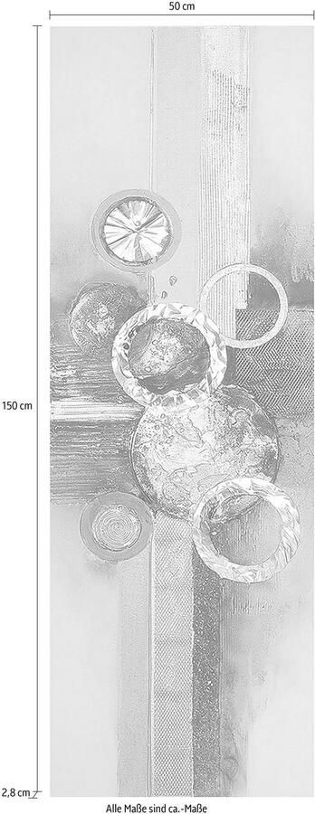 GILDE Artprint op linnen Schilderij Anelli met de hand geschilderd 50x150 cm decoratief in de woonkamer & slaapkamer (1 stuk) - Foto 2