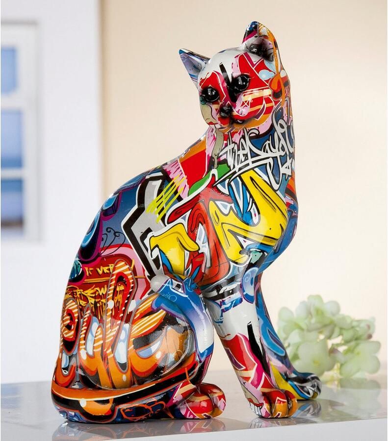 GILDE Decoratief figuur popart kat Decoratief object dierfiguur hoogte 29 cm woonkamer (1 stuk) - Foto 2