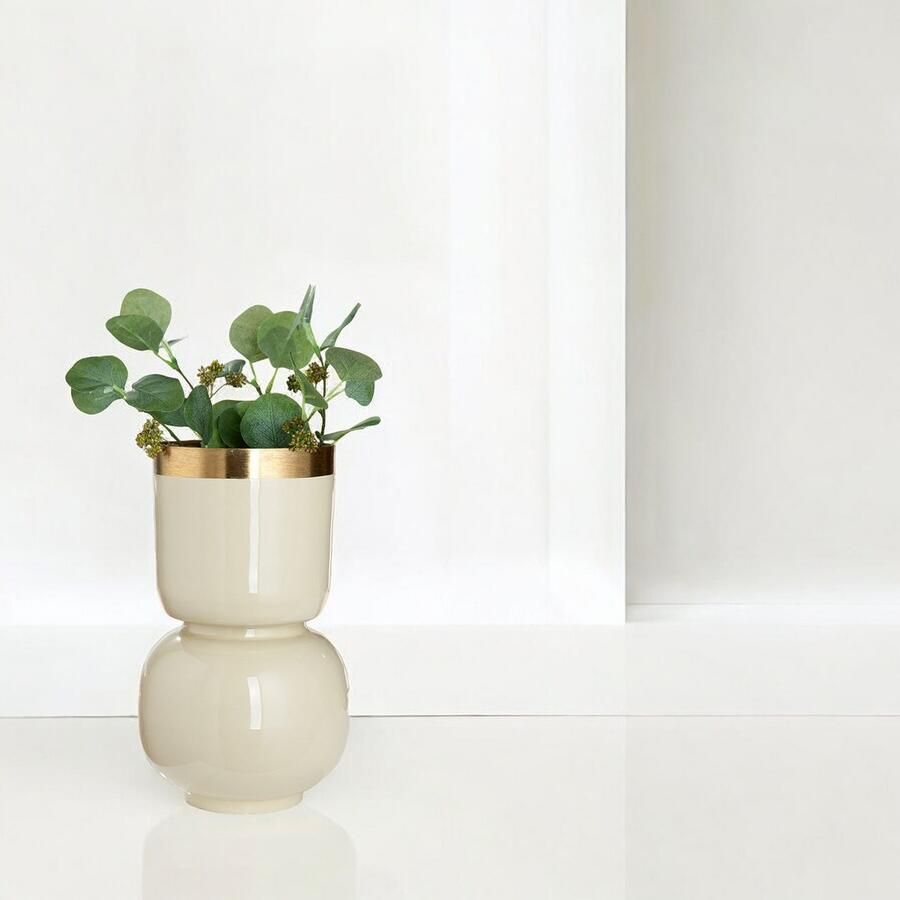 GILDE Tafelvaas Vaas Roro met goudkleurige rand (1 stuk)