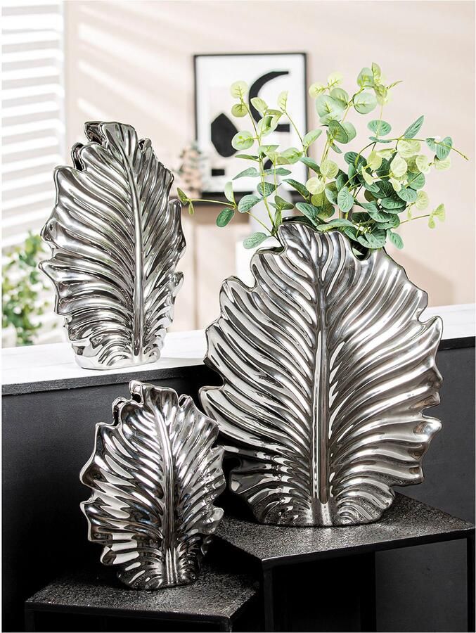 GILDE Vloervaas Vaas "Monstera" H. 45 cm (1 stuk) - Foto 2