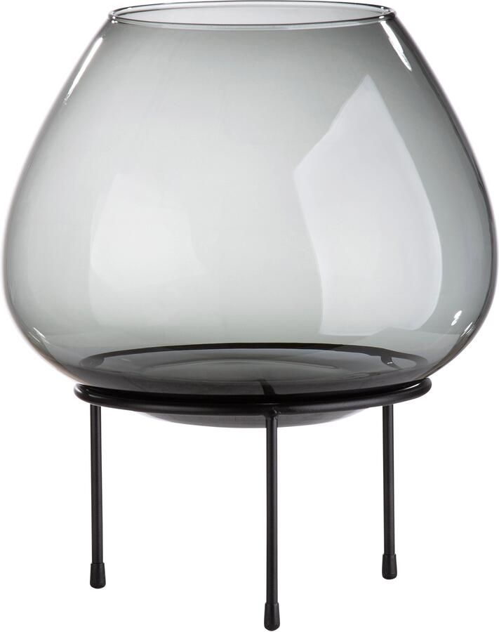 GILDE Vloerwindlicht Vitu kerstdecoratie uit glas met driepoot metalen standaard (1 stuk)
