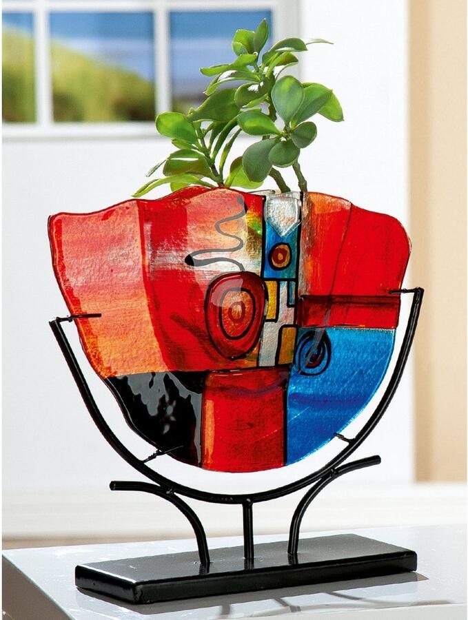 GILDE GLAS art Siervaas New Life 1 handgeschilderd met fusingglas-elementen (1 stuk) - Foto 2