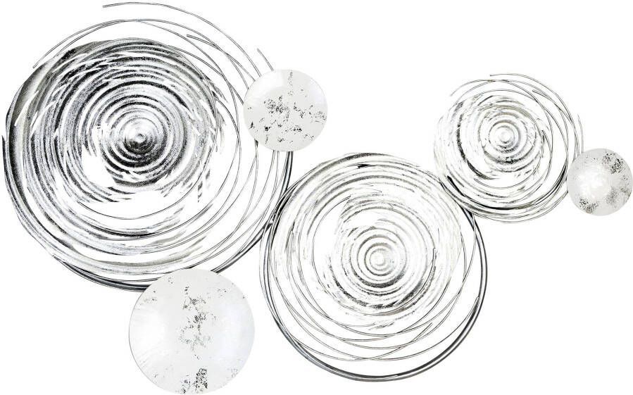 GILDE Sierobject voor aan de wand Wandreliëf Circles wit zilver van metaal decoratief in eetkamer & woonkamer (1 stuk) - Foto 4