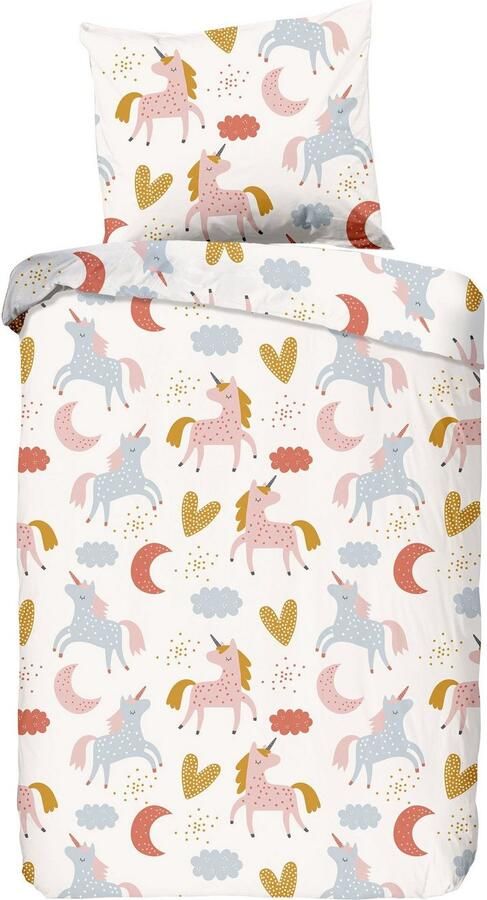 Good morning Baby-overtrekset Unilove Katoen 100x135 Rits Baby Meisje Eenhoorn Hartjes (2-delig) - Foto 2