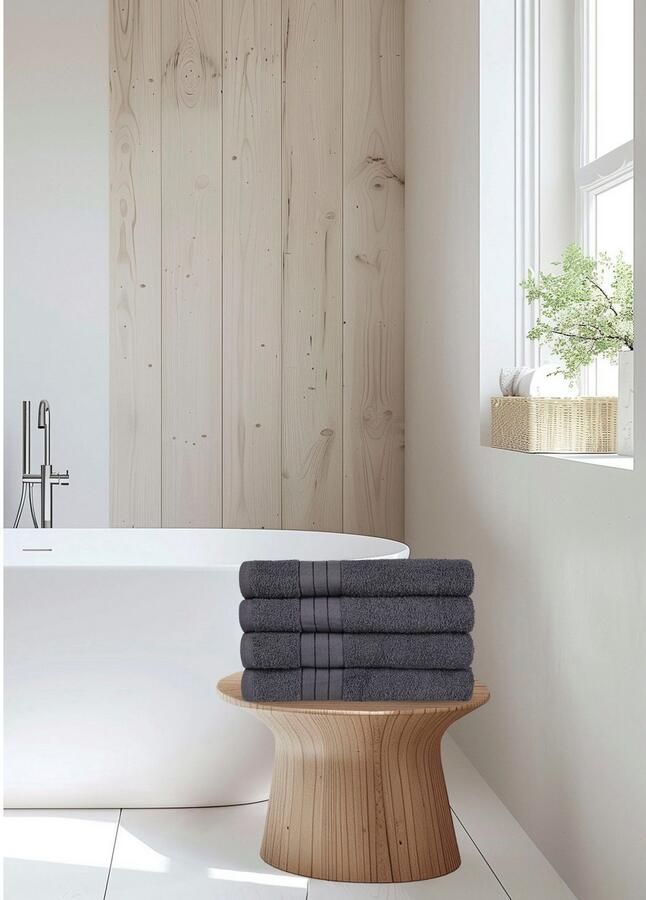 Good morning Handdoeken Uni Katoen walkfrottee bies 500 GSM effen zonder ophangbeugel (4 stuks) - Foto 4