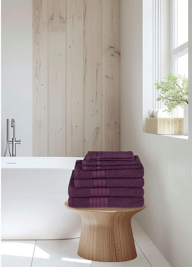 Good morning Handdoekenset Uni Katoen walkfrottee bies 500 GSM effen zonder ophangbeugel (set 8 stuks) - Foto 4