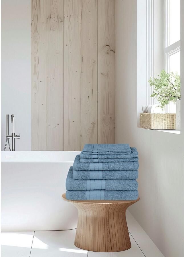 Good morning Handdoekenset Uni Katoen walkfrottee bies 500 GSM effen zonder ophangbeugel (set 8 stuks) - Foto 3