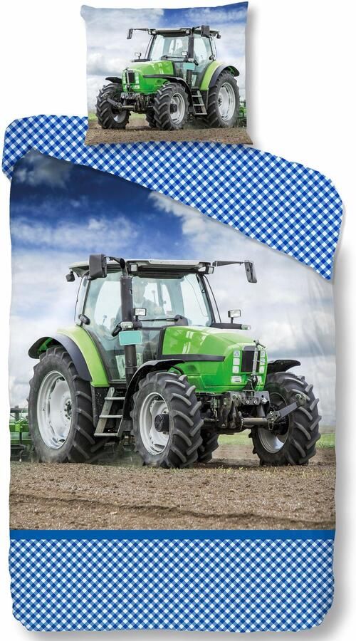Good morning Kinderovertrekset Strong Katoen 135x200 Rits Omkeerbaar Kind Jongens Tractor (2-delig) - Foto 2