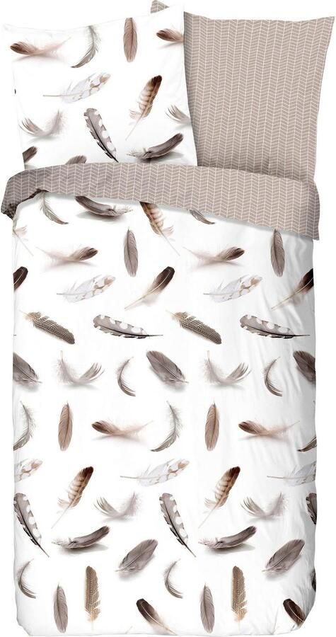 Good morning Tweezijdig te gebruiken overtrekset Feathers Biber 135x200 Warm Zacht Omkeerbaar Rits Veren Wit (2-delig) - Foto 2