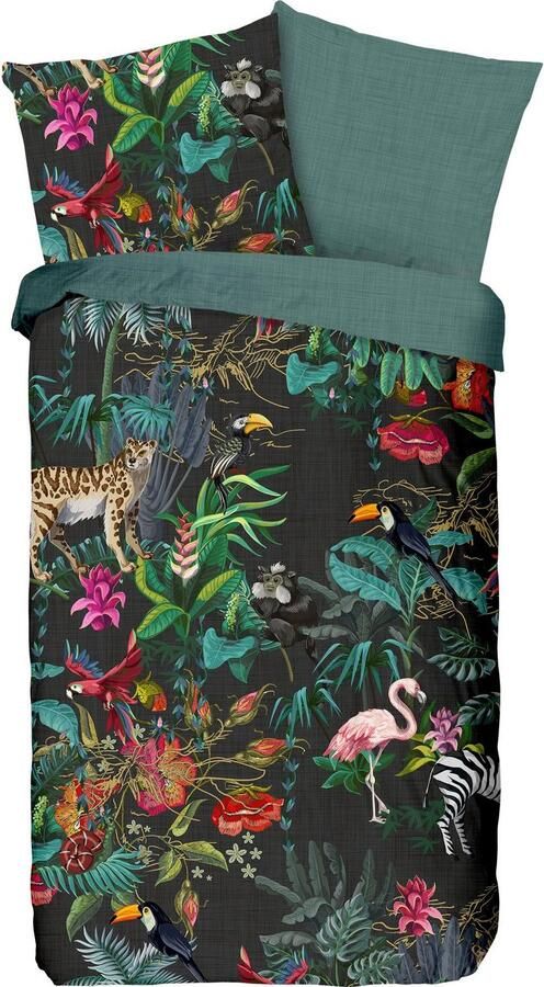 Good morning Tweezijdig te gebruiken overtrekset Funky Mako-satijn 135x200 Rits Omkeerbaar Mandala Luipaard