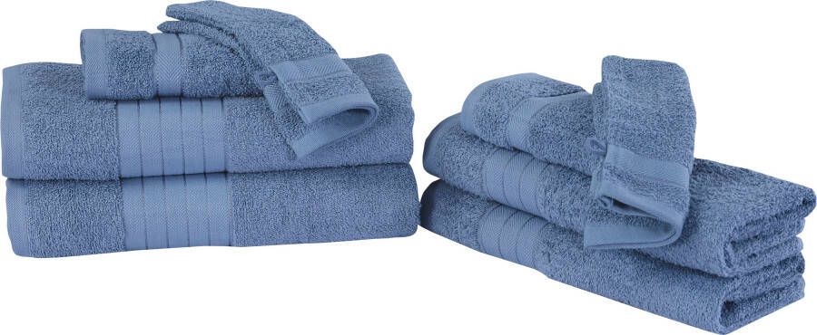 Good morning Handdoekenset Uni Katoen walkfrottee bies 500 GSM effen zonder ophangbeugel (set 8 stuks)
