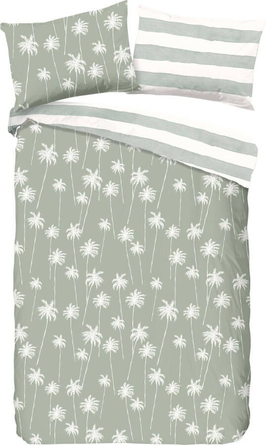 Good morning Tweezijdig te gebruiken overtrekset Summer met palmen en strepen (2-delig)