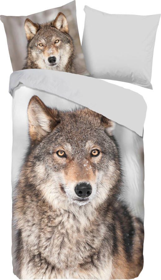 Good morning Tweezijdig te gebruiken overtrekset Wolf met dierenprint (2-delig) - Foto 2