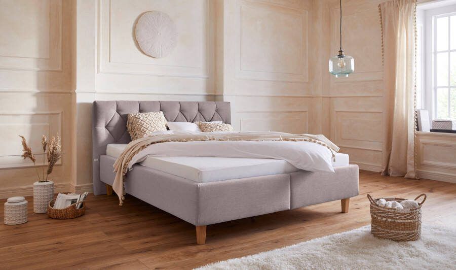 Home affaire Gestoffeerd bed Sunley 100 Kruisstiksel hoofdbordhoogte 102 cm zonder of met matras lattenbodem - Foto 17