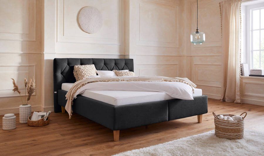 Home affaire Gestoffeerd bed Sunley 100 Kruisstiksel hoofdbordhoogte 102 cm zonder of met matras lattenbodem - Foto 16