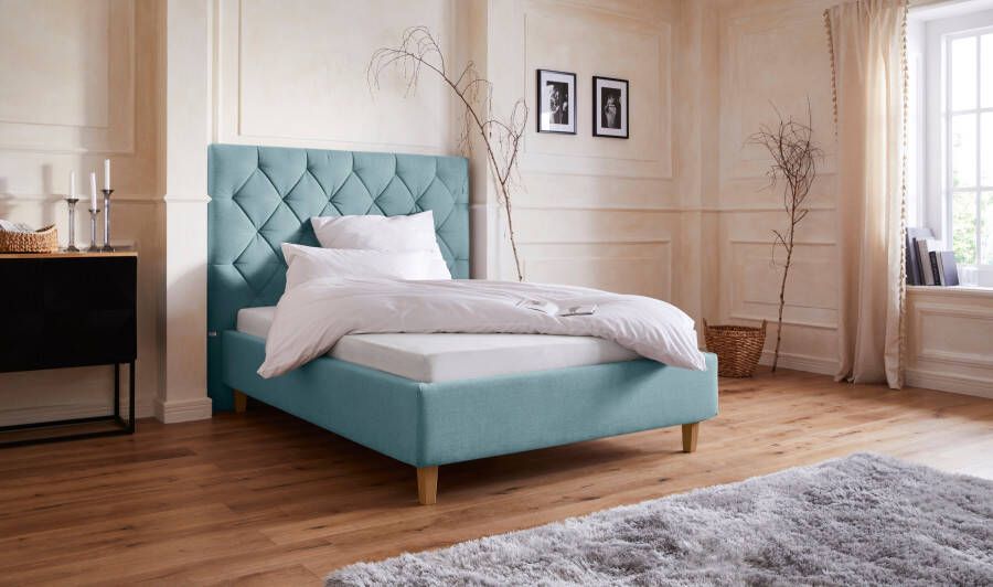 Home affaire Gestoffeerd bed Sunley 140 Kruisstiksel hoofdbordhoogte 142 cm zonder of met matras lattenbodem - Foto 10