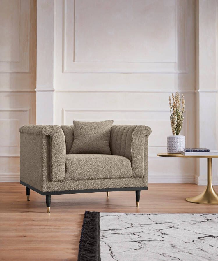 Home affaire Cocktailfauteuil Chamby New stoel bouclé-structuurbekleding met stiksels bij de leuning - Foto 10