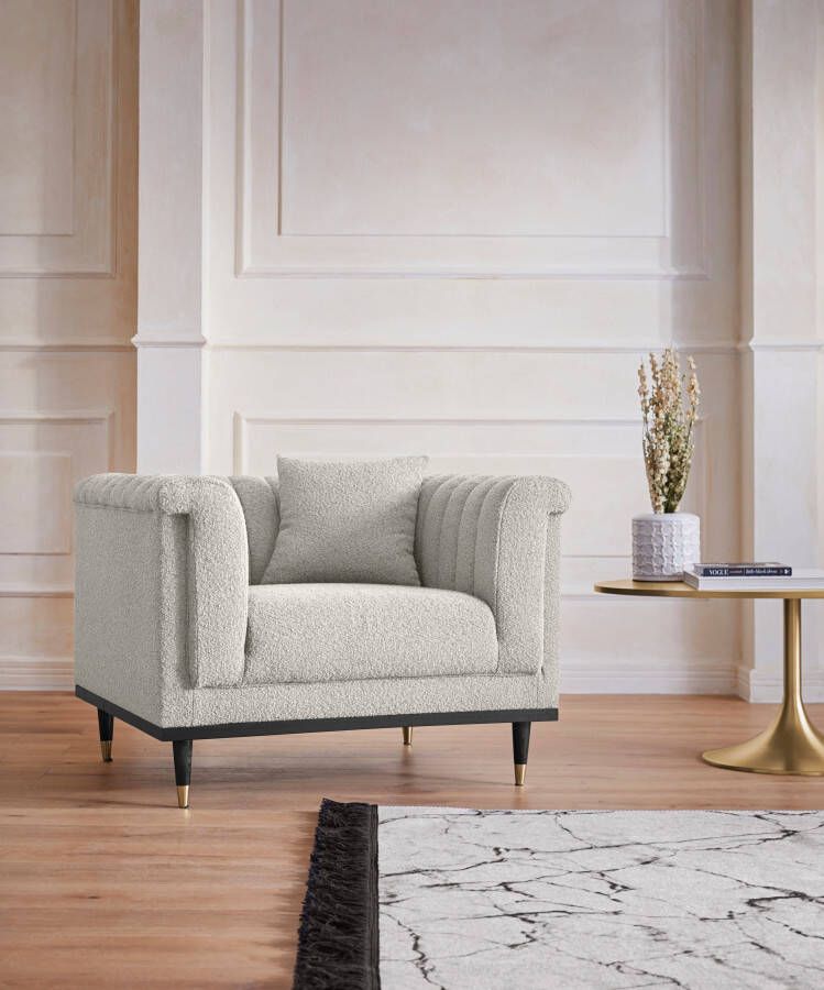 Home affaire Cocktailfauteuil Chamby New stoel bouclé-structuurbekleding met stiksels bij de leuning - Foto 10