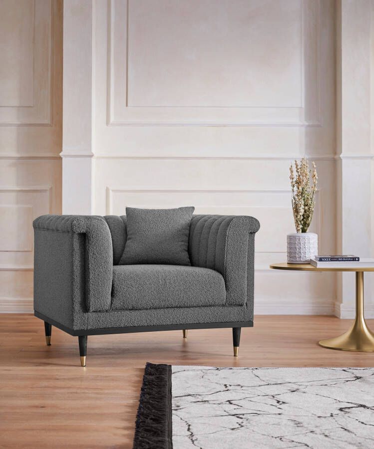 Home affaire Cocktailfauteuil Chamby New stoel bouclé-structuurbekleding met stiksels bij de leuning - Foto 10