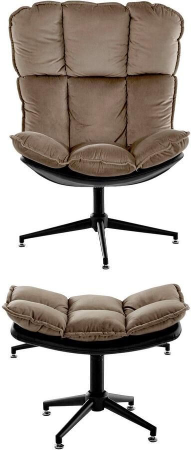 Guido Maria Kretschmer Home&Living Draaibare fauteuil Seet gestoffeerde fauteuil met voetenbank 360° draaibaar fauteuil incl. poef voetenbank (2 stuks) - Foto 7
