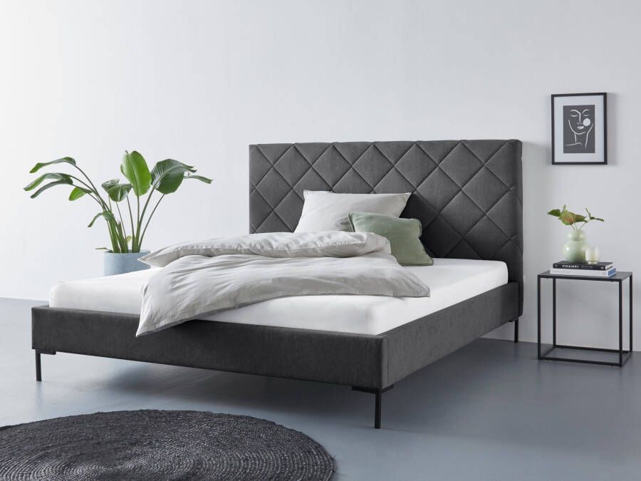 Home affaire Gestoffeerd bed CHARLOTT Modern bekleed bed met of zonder lattenbodem