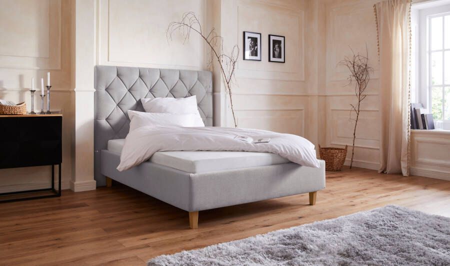 Home affaire Gestoffeerd bed Sunley 140 Kruisstiksel hoofdbordhoogte 142 cm zonder of met matras lattenbodem - Foto 18