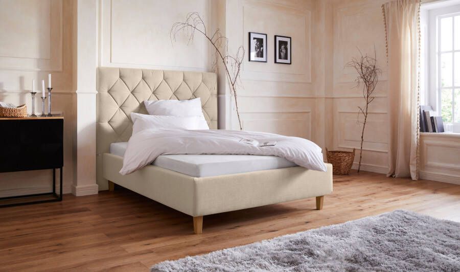 Home affaire Gestoffeerd bed Sunley 140 Kruisstiksel hoofdbordhoogte 142 cm zonder of met matras lattenbodem