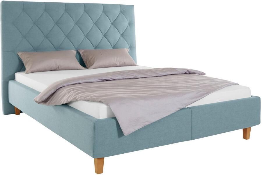 Home affaire Gestoffeerd bed Sunley 140 Kruisstiksel hoofdbordhoogte 142 cm zonder of met matras lattenbodem - Foto 9