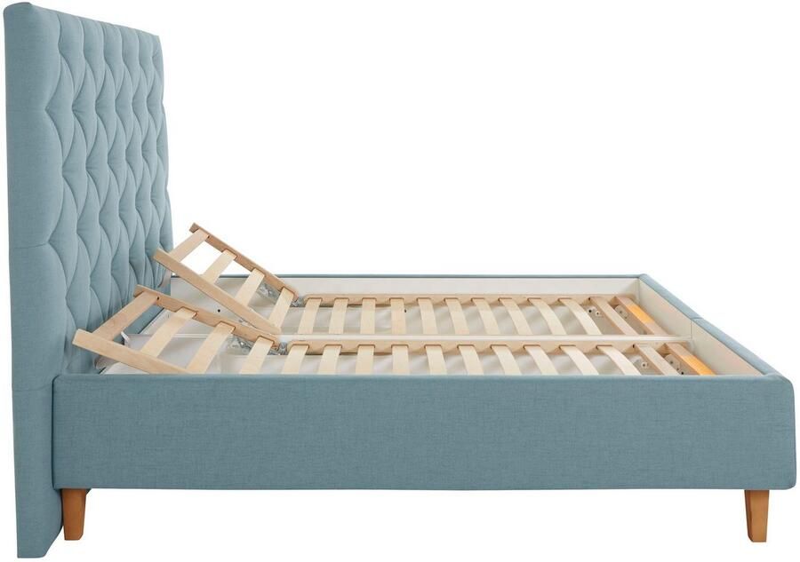 Home affaire Gestoffeerd bed Sunley 140 Kruisstiksel hoofdbordhoogte 142 cm zonder of met matras lattenbodem - Foto 2