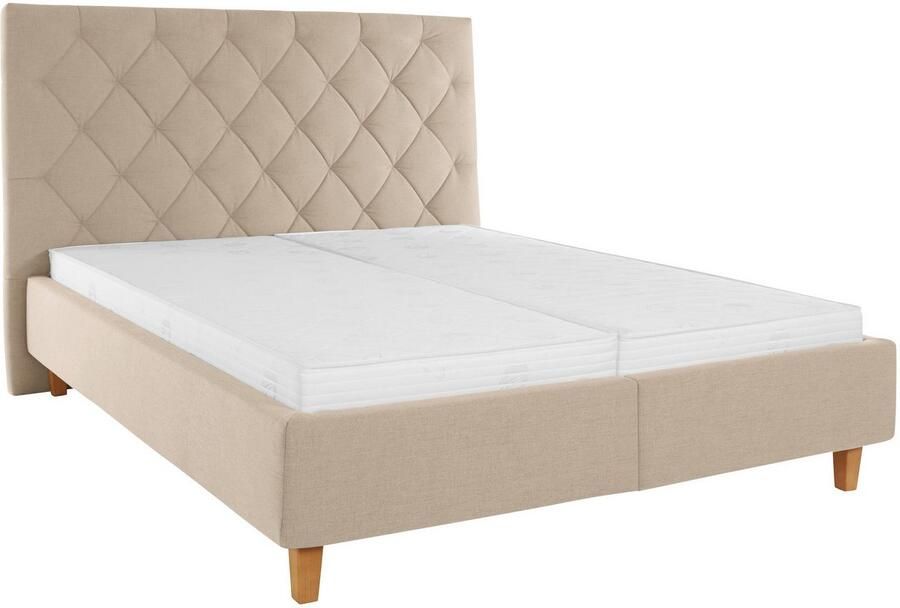 Home affaire Gestoffeerd bed Sunley 140 Kruisstiksel hoofdbordhoogte 142 cm zonder of met matras lattenbodem - Foto 4