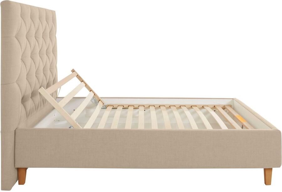 Home affaire Gestoffeerd bed Sunley 140 Kruisstiksel hoofdbordhoogte 142 cm zonder of met matras lattenbodem - Foto 4