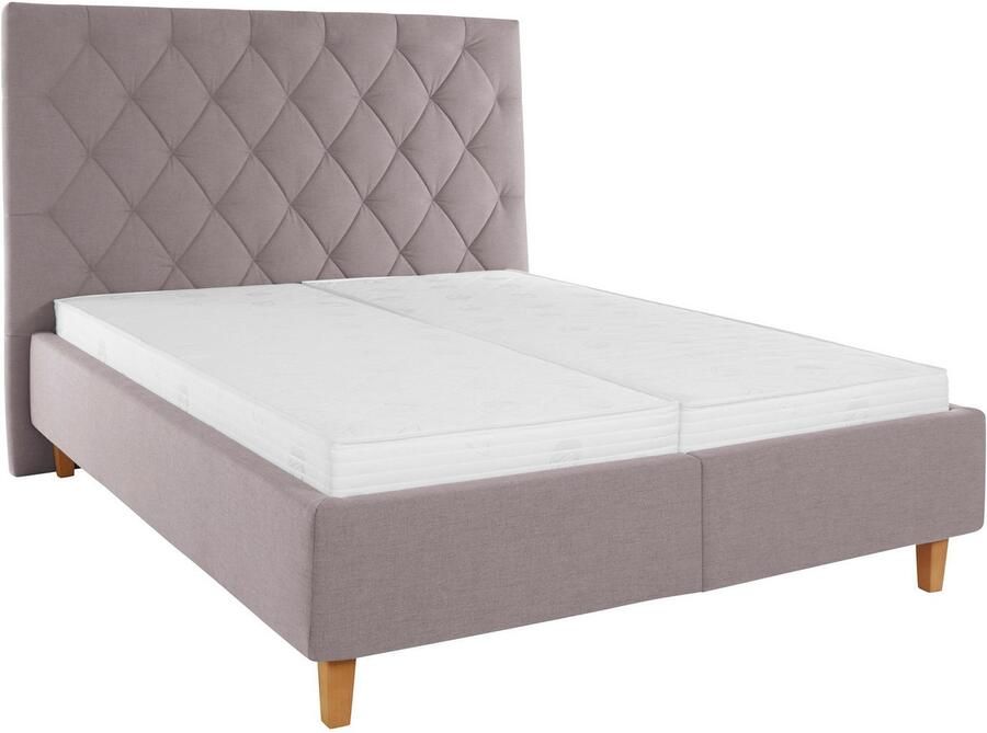 Home affaire Gestoffeerd bed Sunley 140 Kruisstiksel hoofdbordhoogte 142 cm zonder of met matras lattenbodem - Foto 3