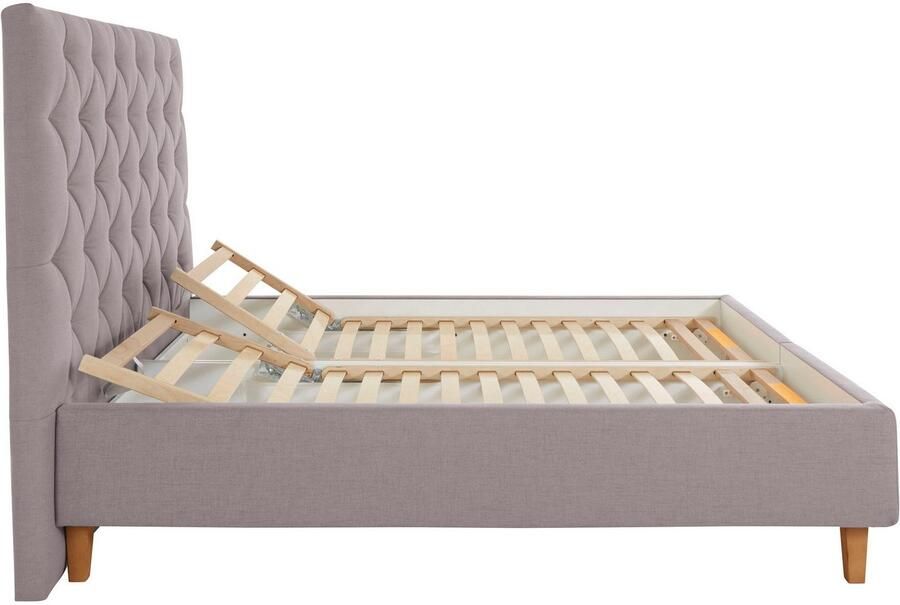 Home affaire Gestoffeerd bed Sunley 140 Kruisstiksel hoofdbordhoogte 142 cm zonder of met matras lattenbodem - Foto 7