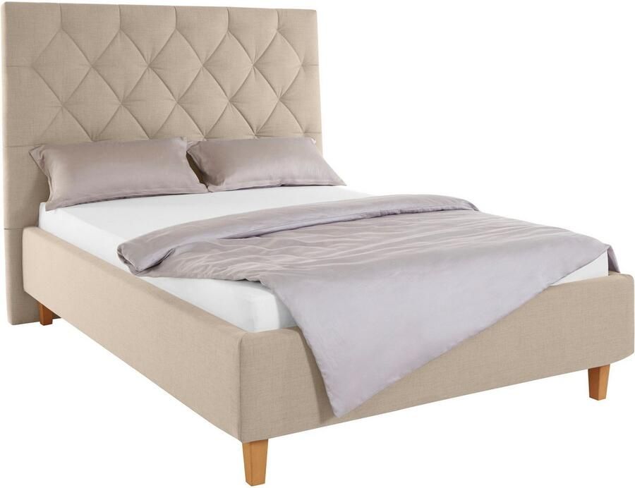 Home affaire Gestoffeerd bed Sunley 140 Kruisstiksel hoofdbordhoogte 142 cm zonder of met matras lattenbodem - Foto 4