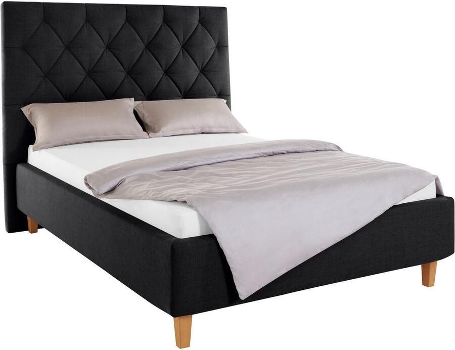 Home affaire Gestoffeerd bed Sunley 140 Kruisstiksel hoofdbordhoogte 142 cm zonder of met matras lattenbodem - Foto 5